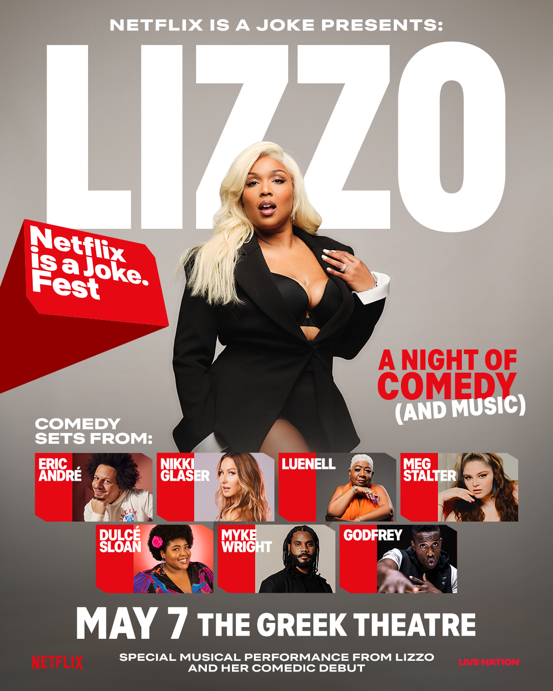 Netflix Is A Joke - Lizzo: A night of Comedy and Music on May 7 at the Hollywood Bowl