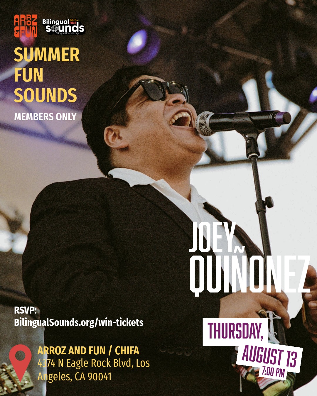 MEMBERS ONLY: Joey Quinones at Arroz and Fun on Thursday, August 13